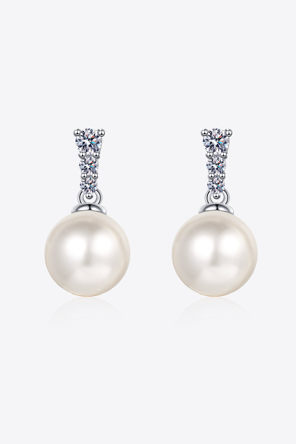 Moissanite Pearl Drop Earrings Silver One Size