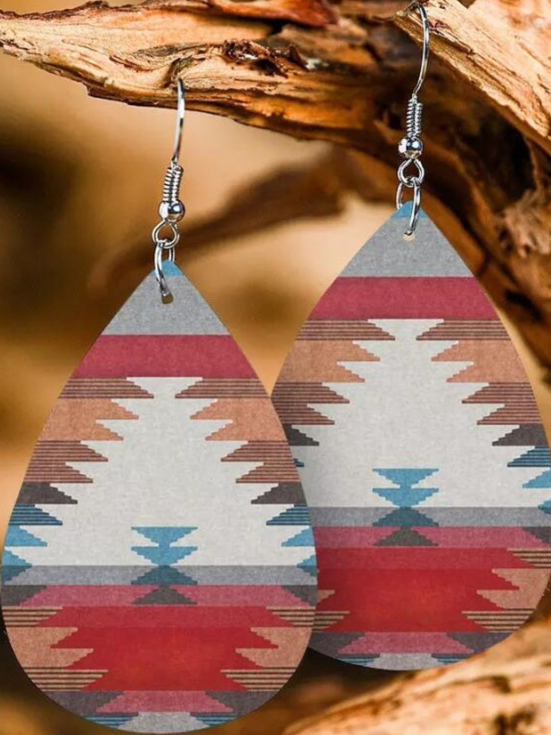 Printed PU Leather Dangle Earrings Style C One Size