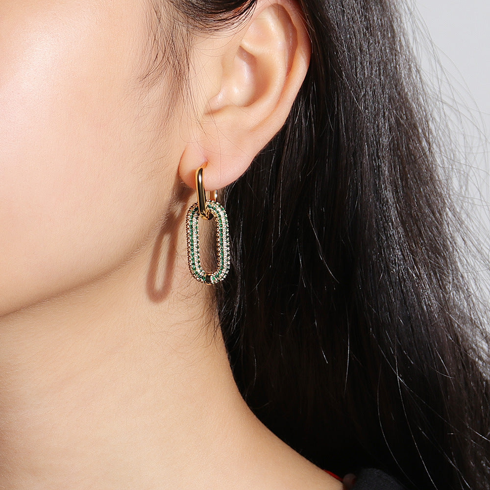 18K Gold-Plated Inland Zircon Earrings Turquoise One Size