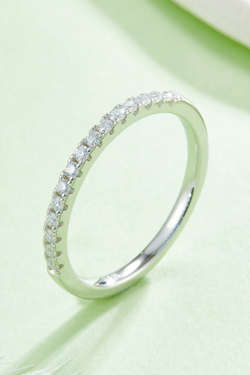 Moissanite Platinum-Plated Half-Eternity Ring Silver