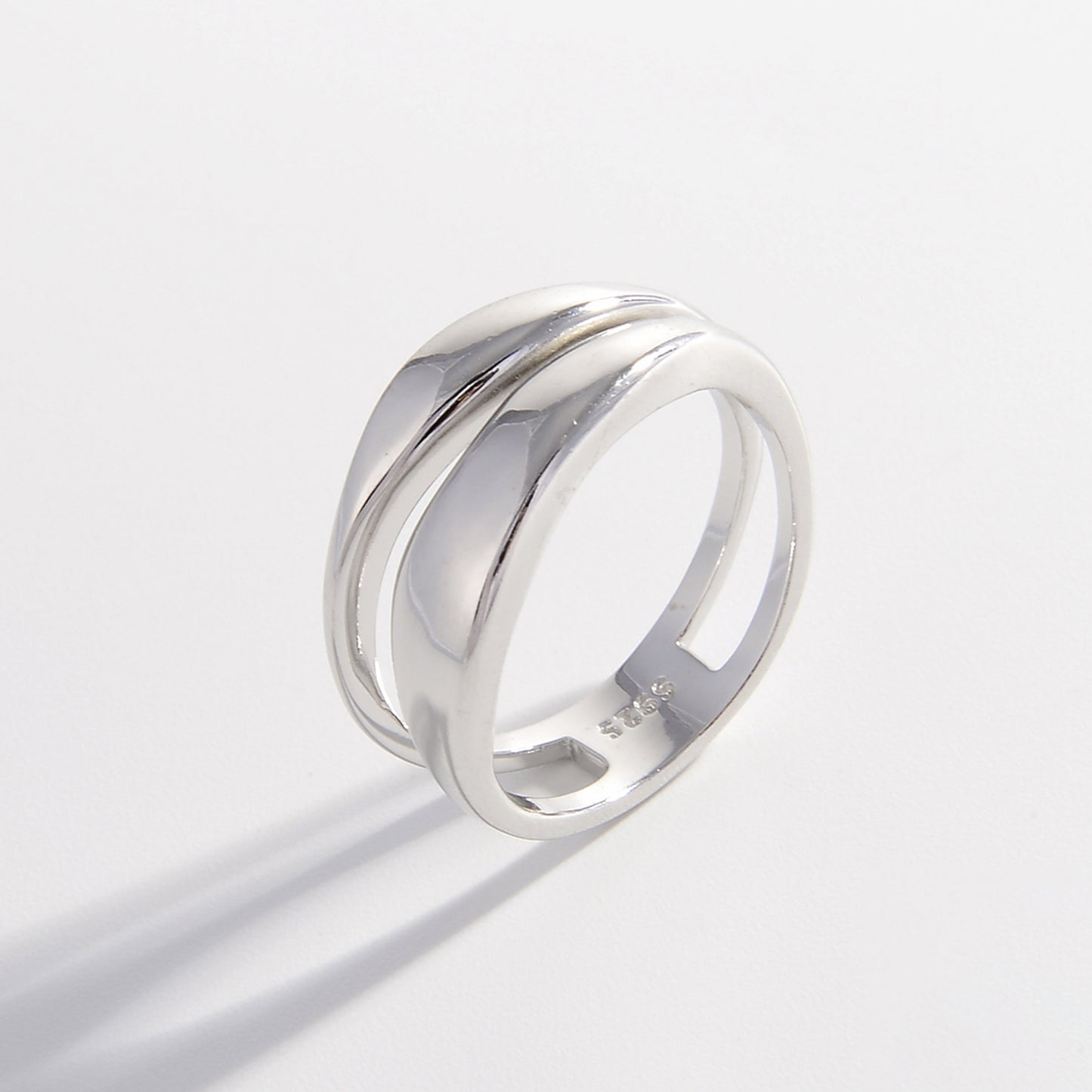 925 Sterling Silver Double-Layered Ring Silver