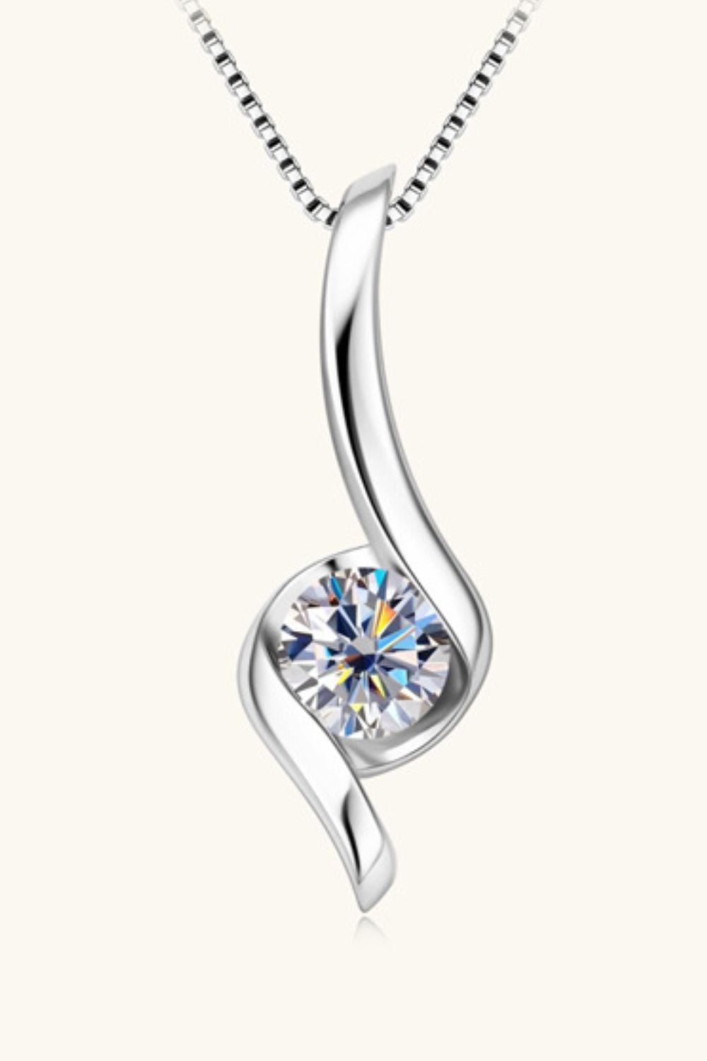 1 Carat Moissanite 925 Sterling Silver Necklace Silver One Size