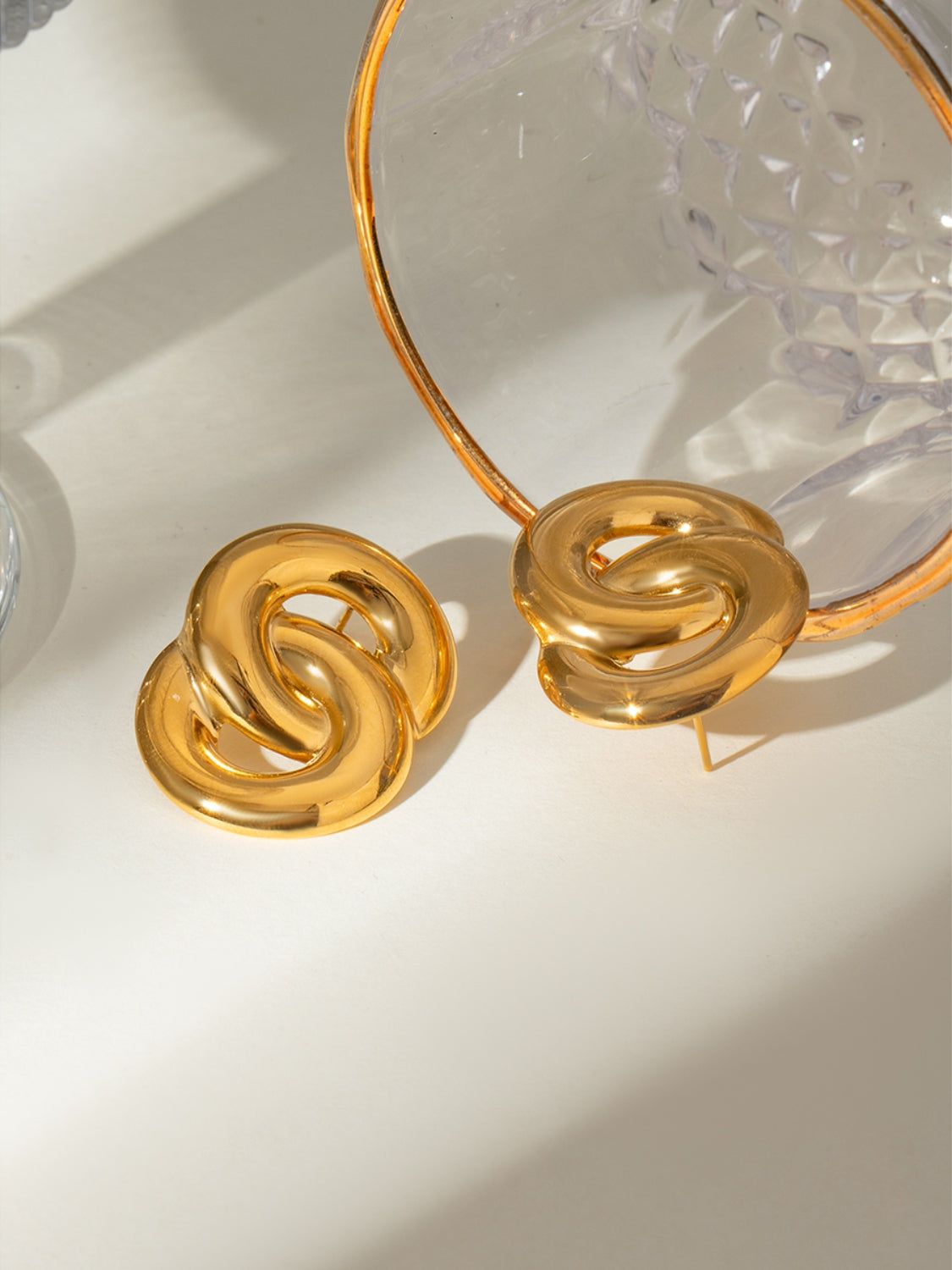 18K Gold-Plated Stainless Steel Knotted Earrings Gold One Size