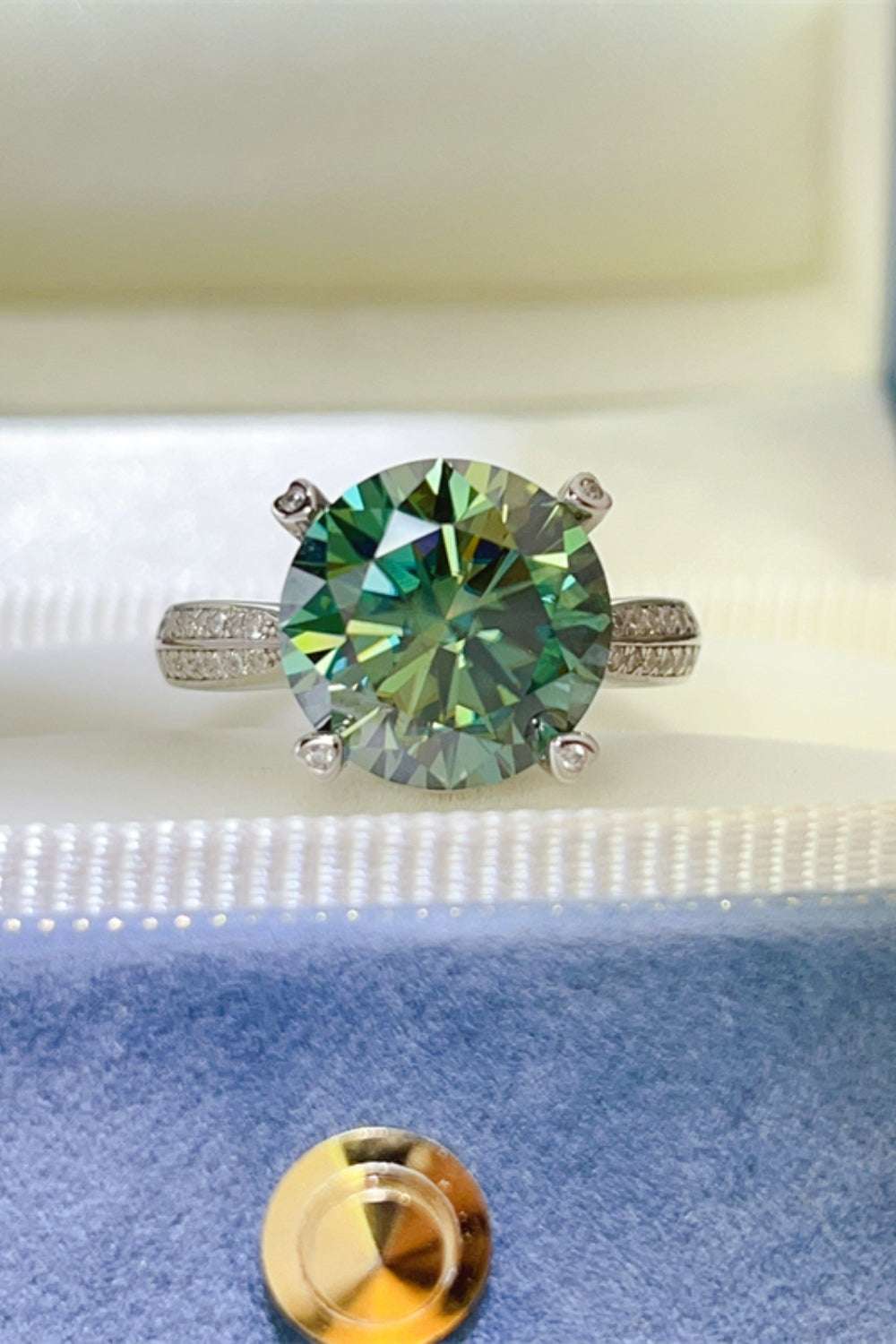 5 Carat Moissanite 925 Sterling Silver Ring Dark Green