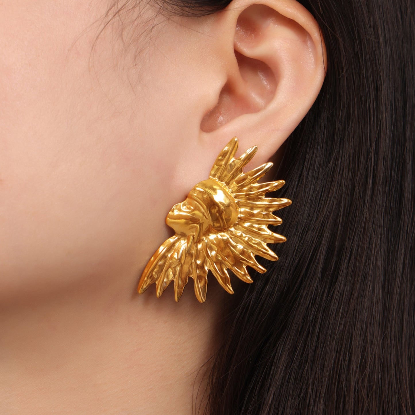 Titanium Steel Gold-Plated Earrings Gold One Size