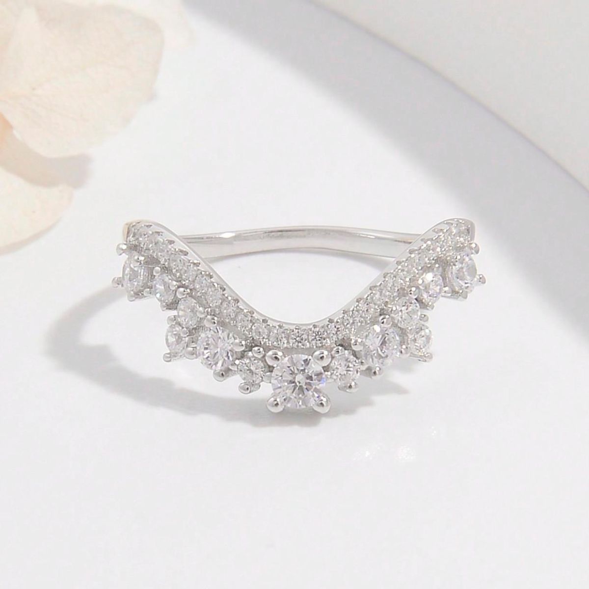 925 Sterling Silver Inlaid Zircon Ring Silver