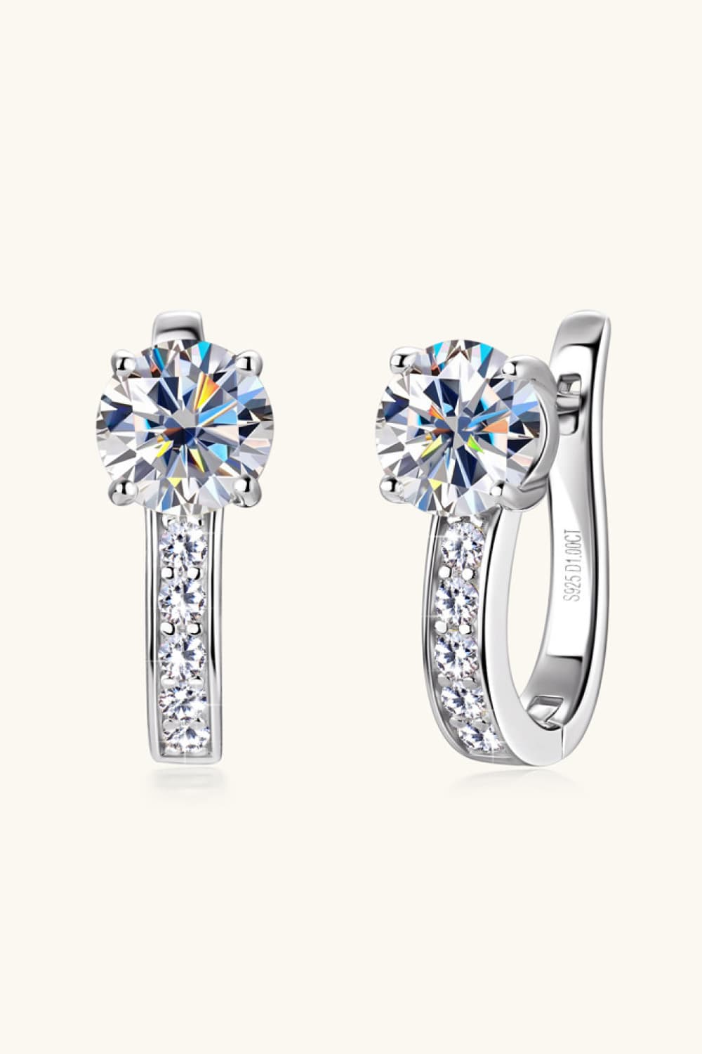 2 Carat Moissanite 925 Sterling Silver Earrings Silver One Size