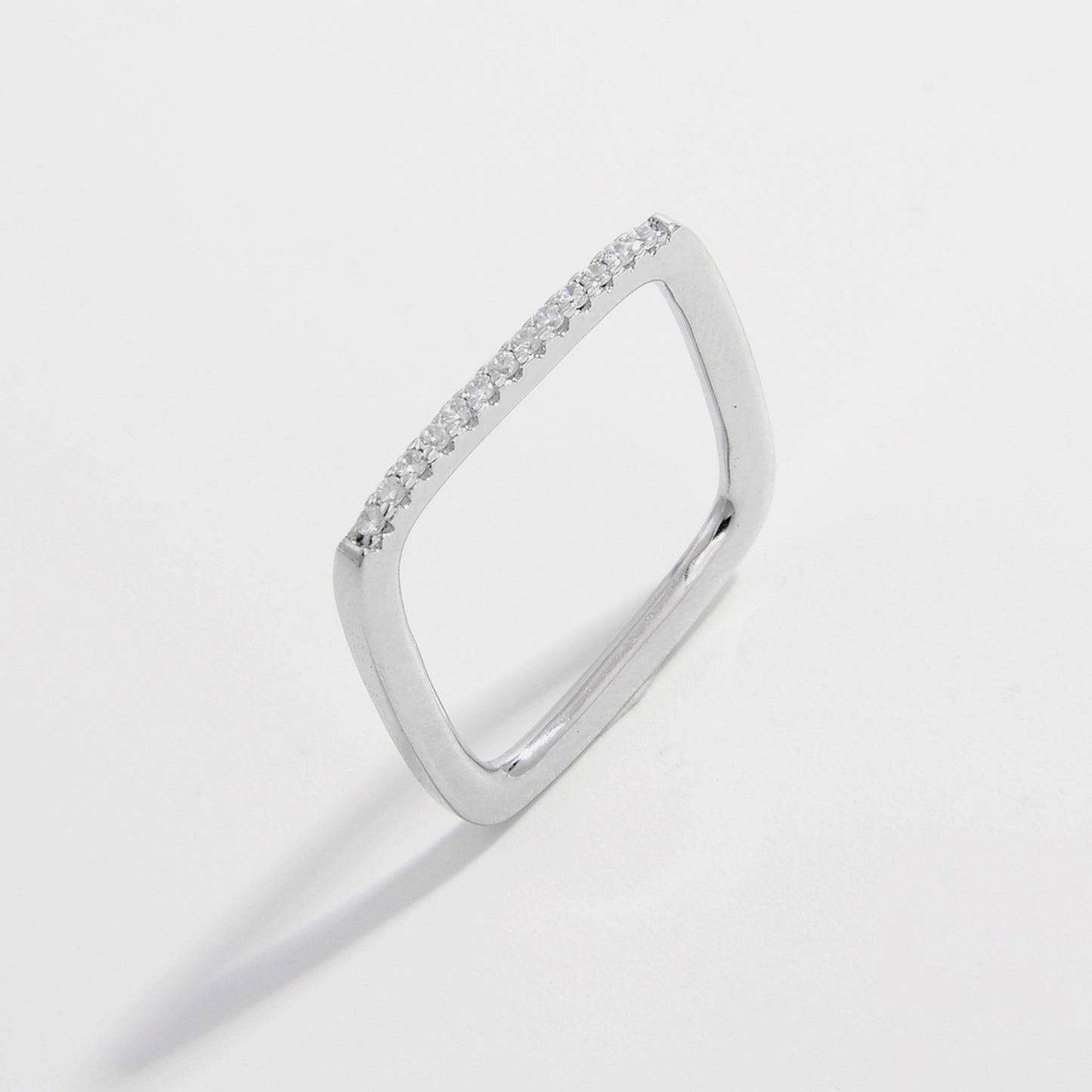 925 Sterling Silver Zircon Square Ring Silver