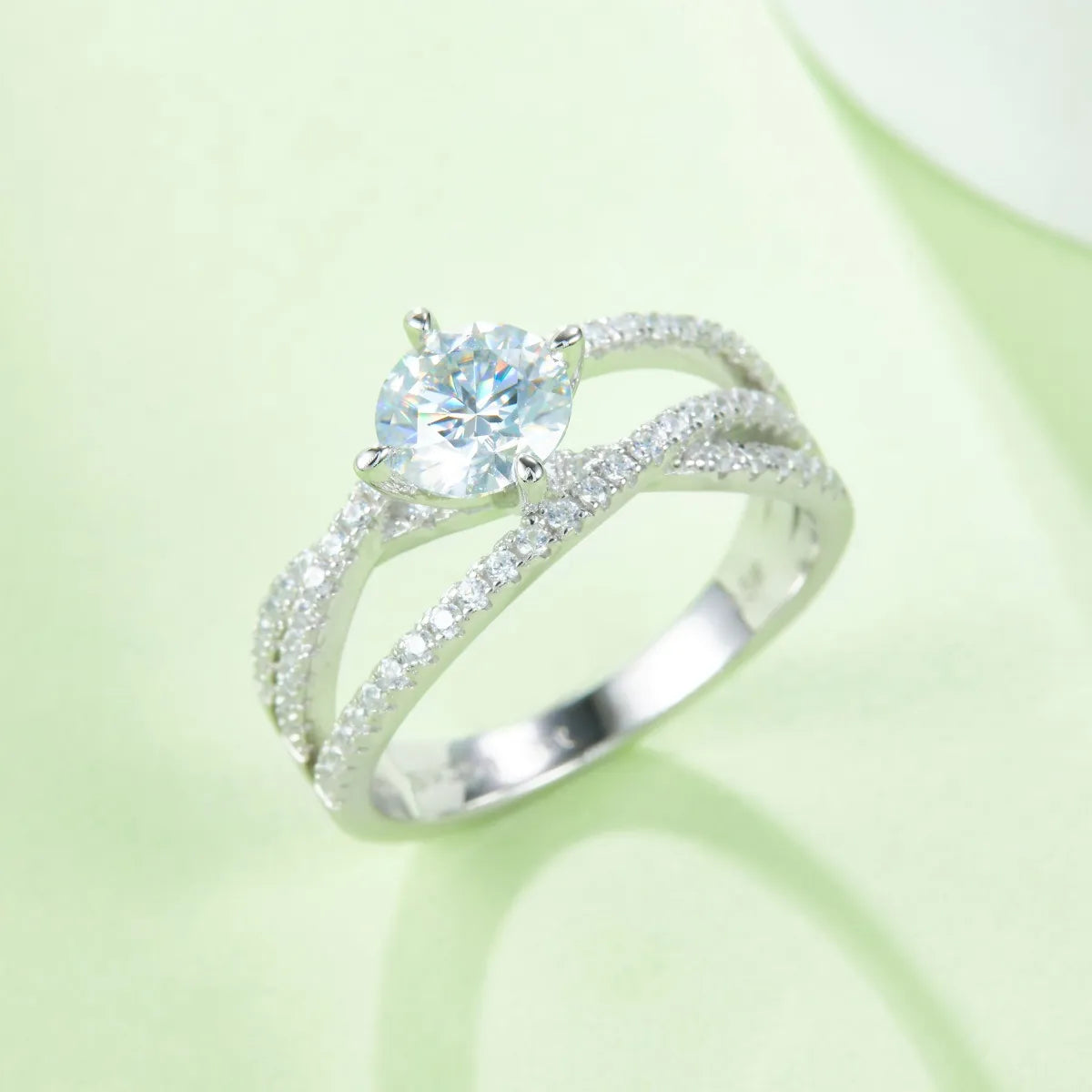 1 Carat Moissanite 925 Sterling Silver Ring Silver