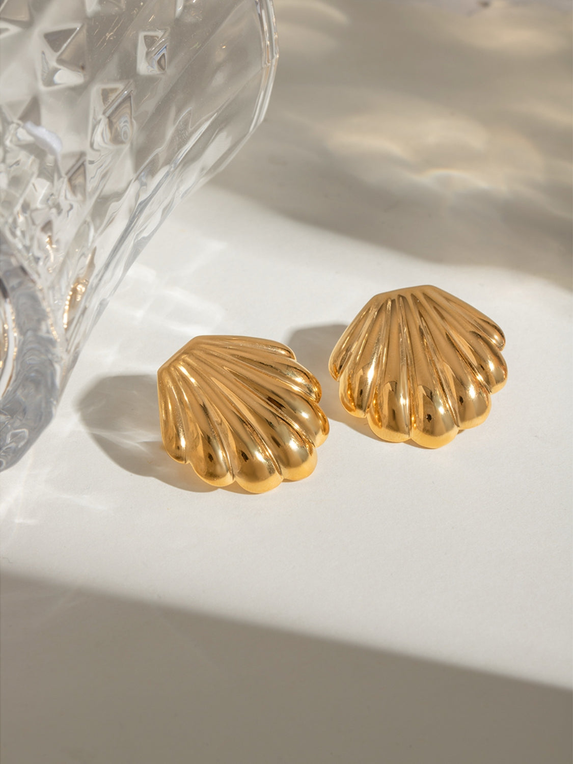 18K Gold-Plated Stainless Steel Shell Stud Earrings Gold One Size