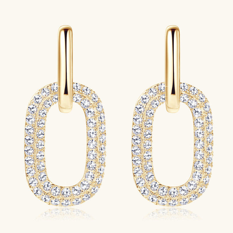 2.16 Carat Moissanite 925 Sterling Silver Earrings Gold One Size