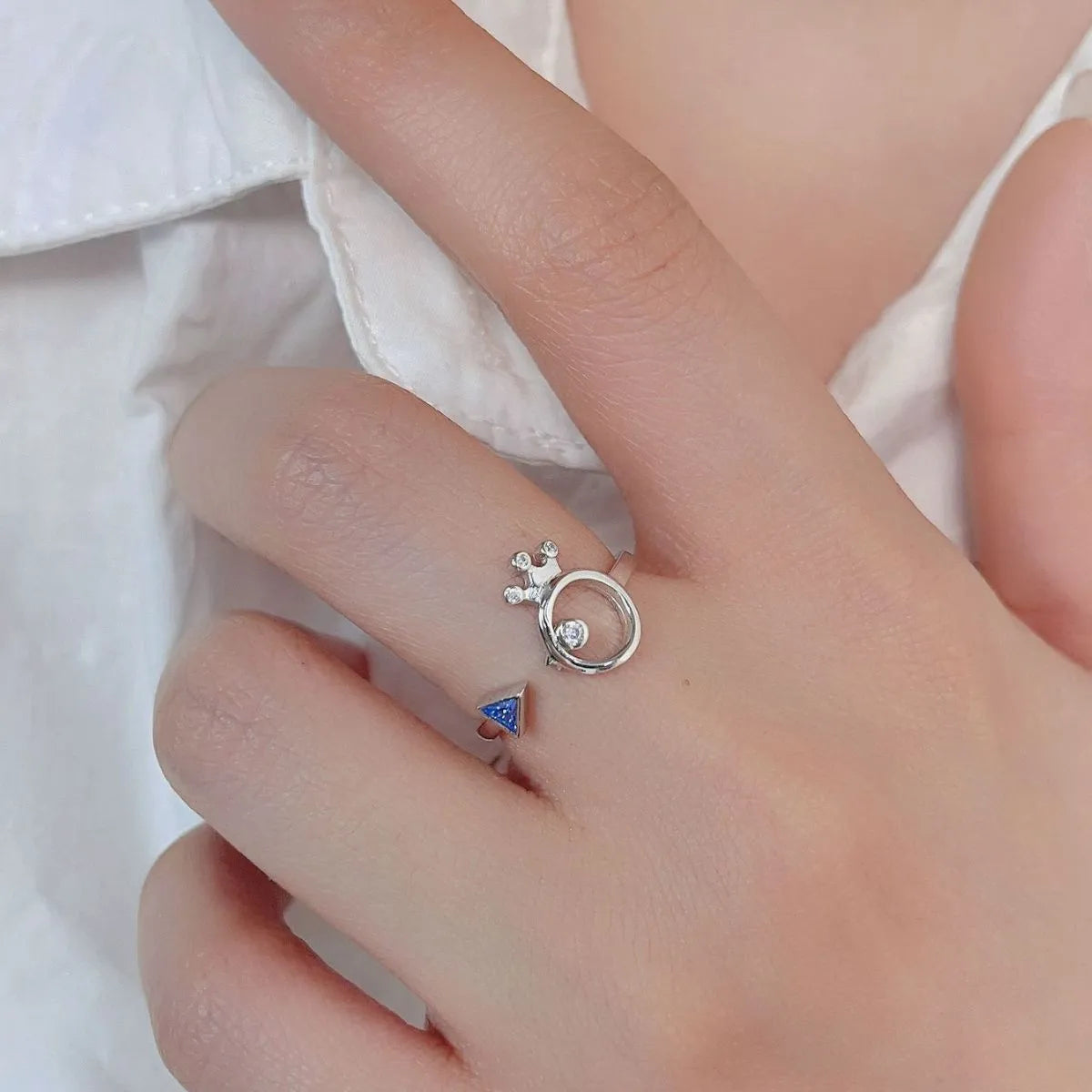 925 Sterling Silver Inlaid Zircon Ring Silver One Size