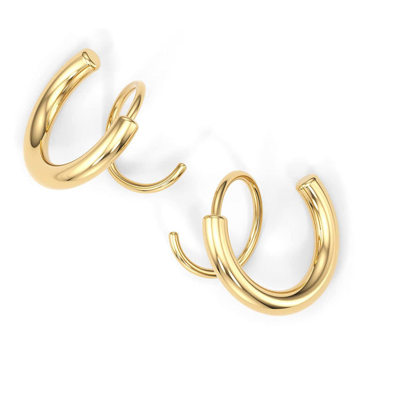 Stainless Steel Spiral Earrings Gold One Size
