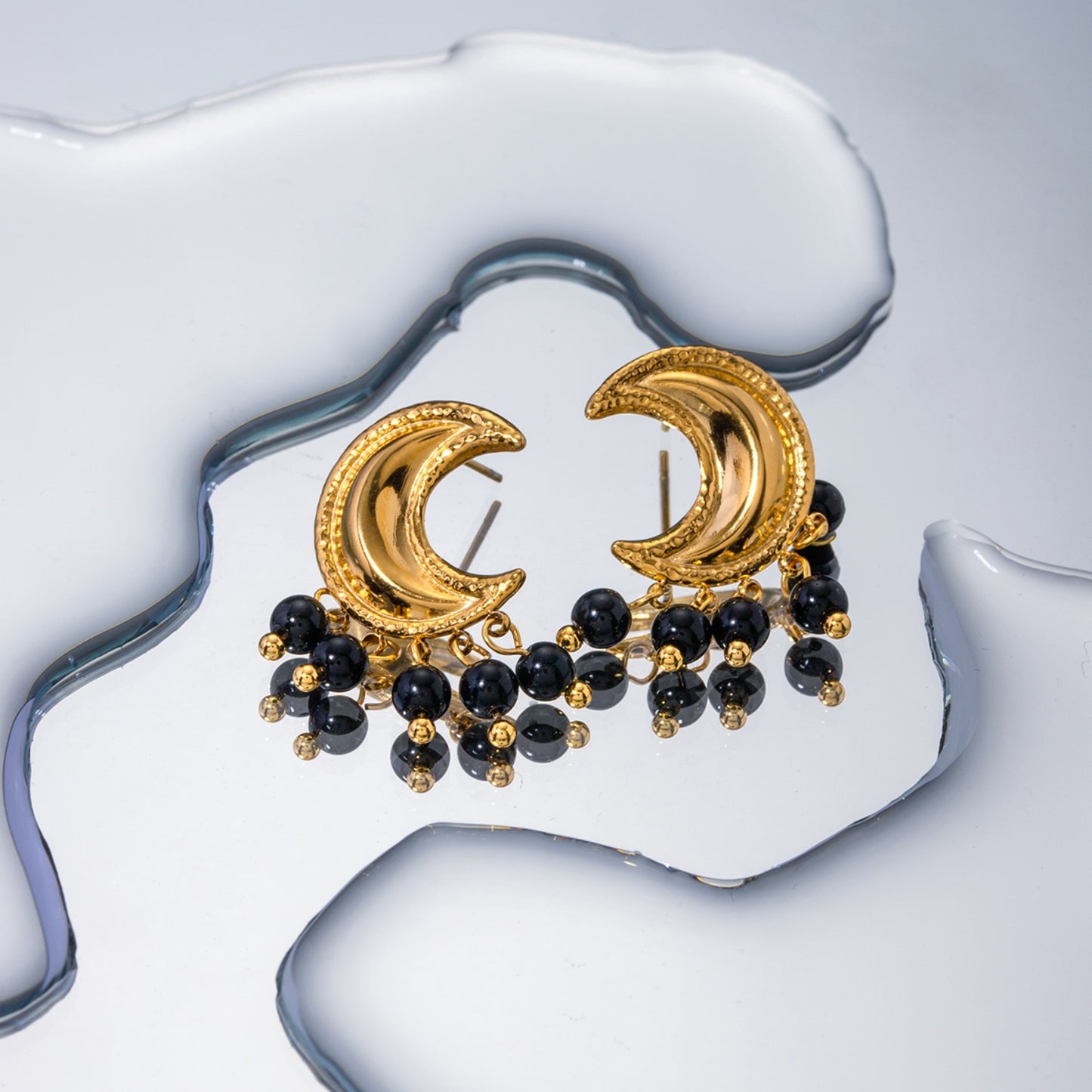 18K Gold-Plated Stainless Steel Moon Shape Earrings Gold One Size