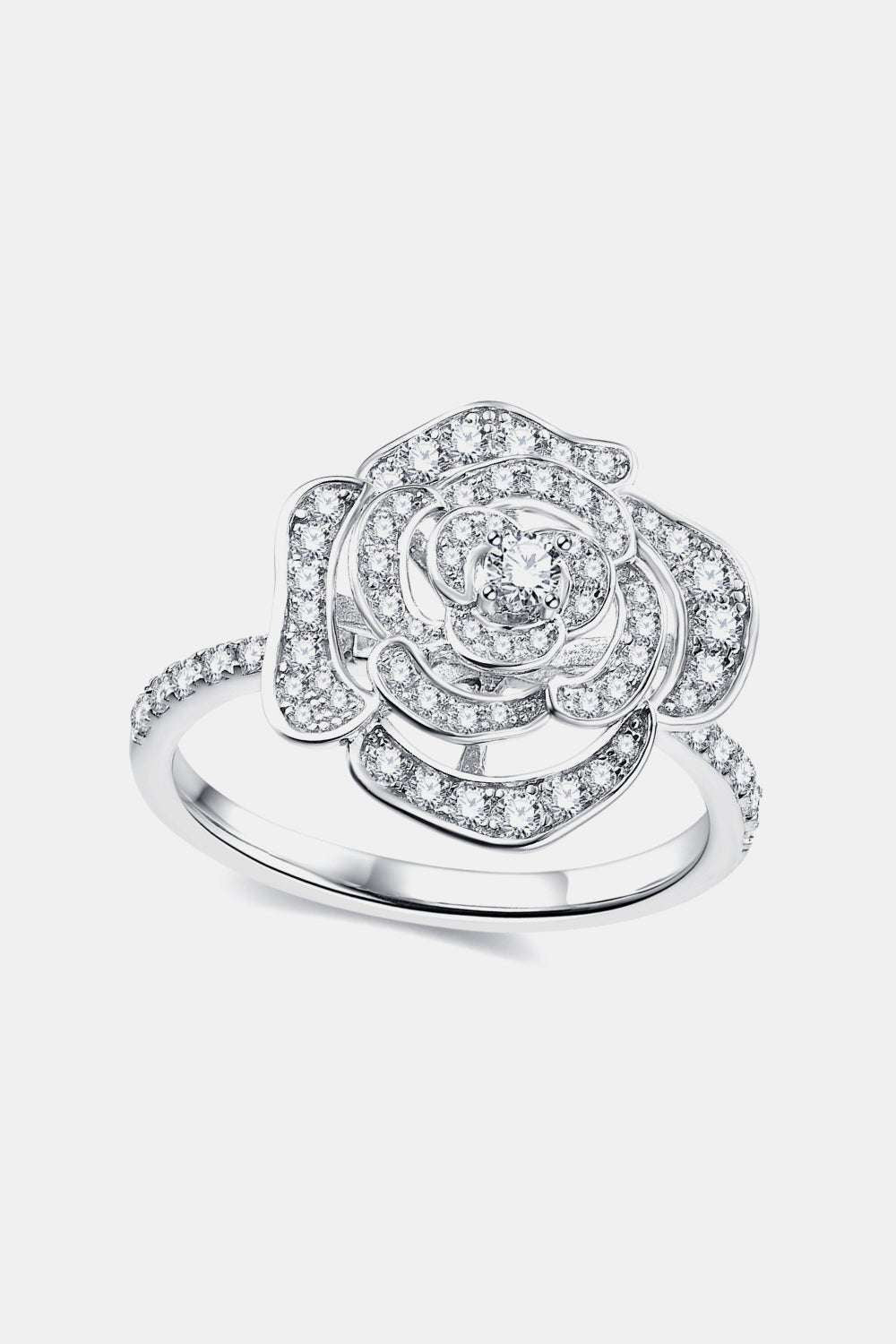 Moissanite Flower Shape Ring Silver