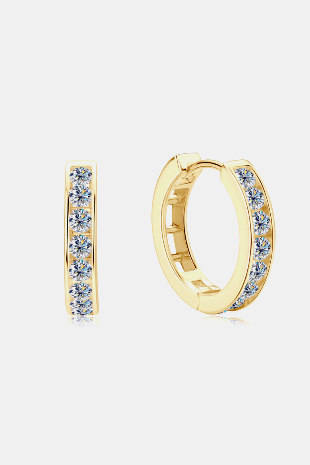 Moissanite 925 Sterling Silver Huggie Earrings Gold One Size