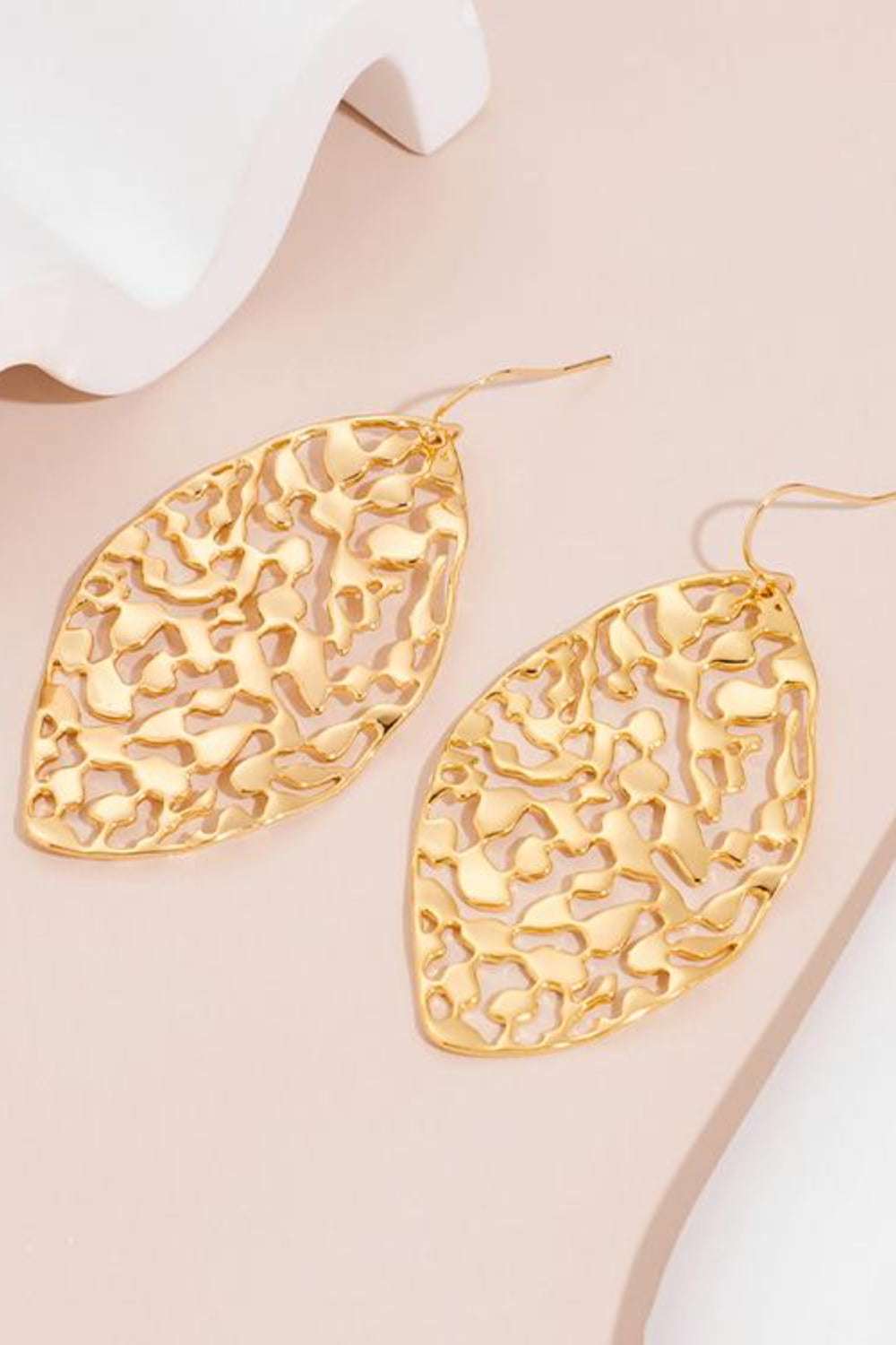 Brass Cutout Leaf Shape Earrings