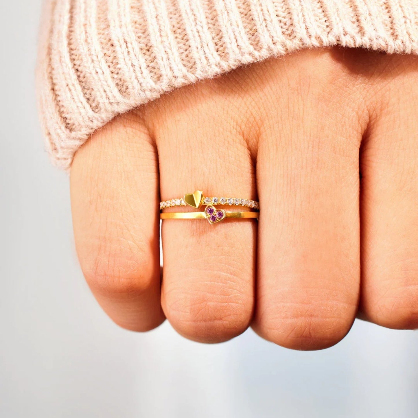 18K Gold-Plated 925 Sterling Silver Double-Layered Ring Gold