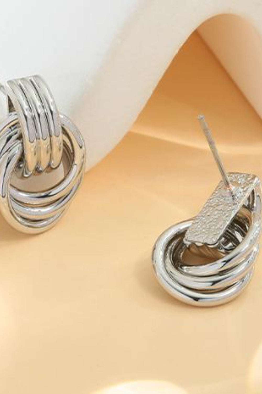 Gold-Plated Knotted Stud Earrings Silver One Size