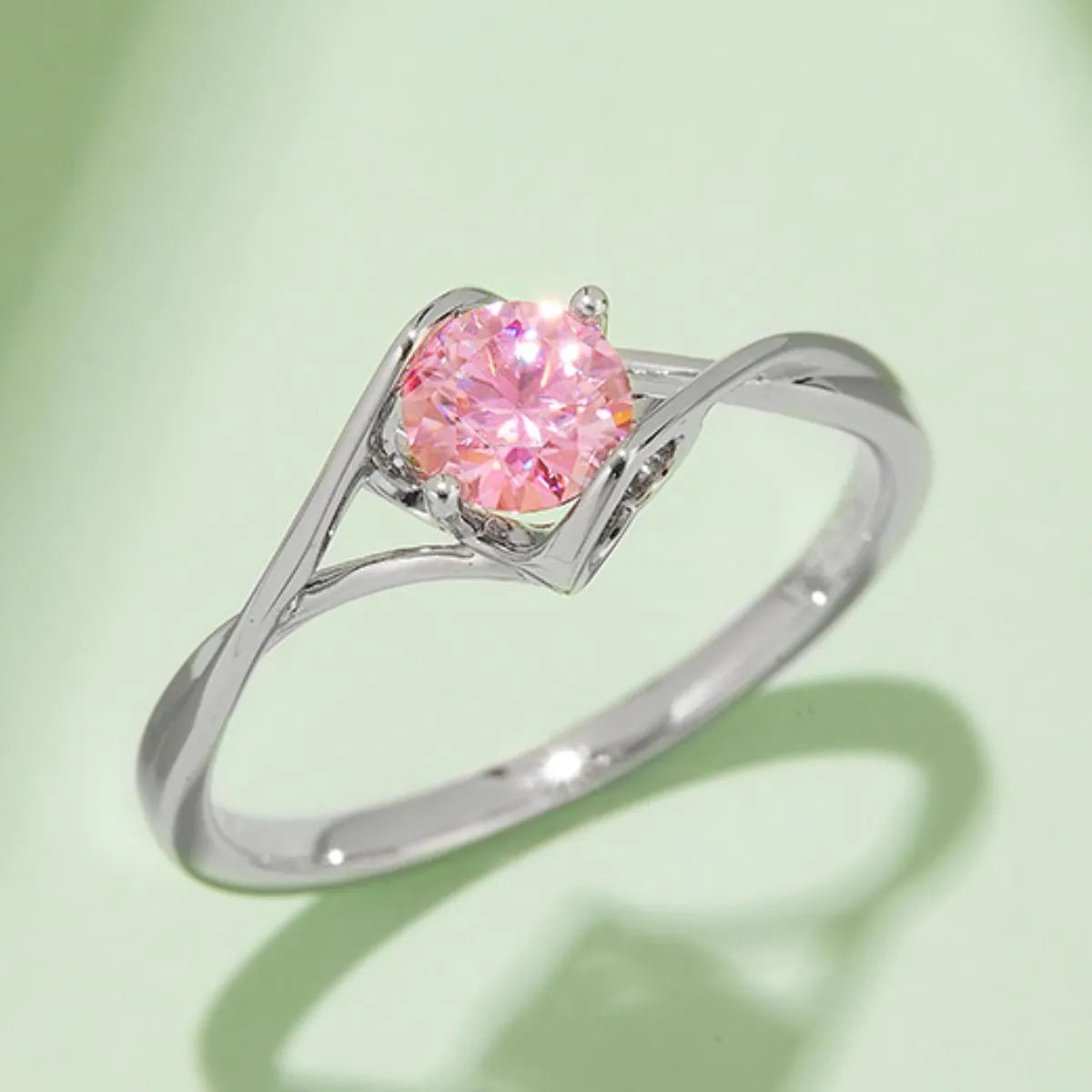 Moissanite 925 Sterling Silver Ring Blush Pink