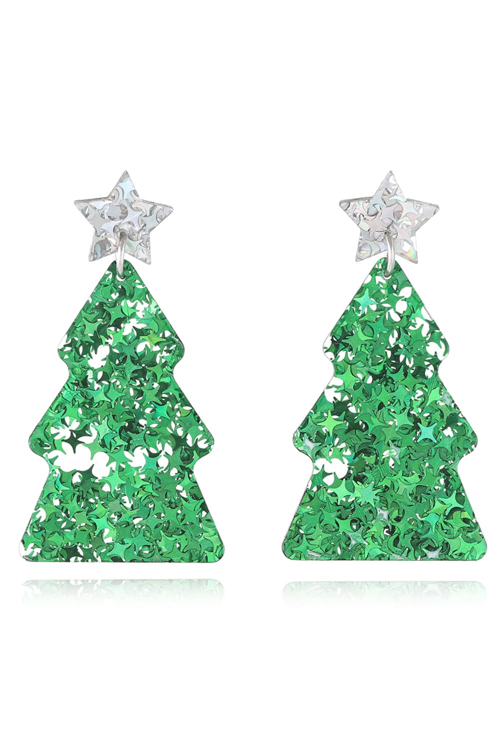 Christmas Tree Acrylic Earrings Green Style A One Size
