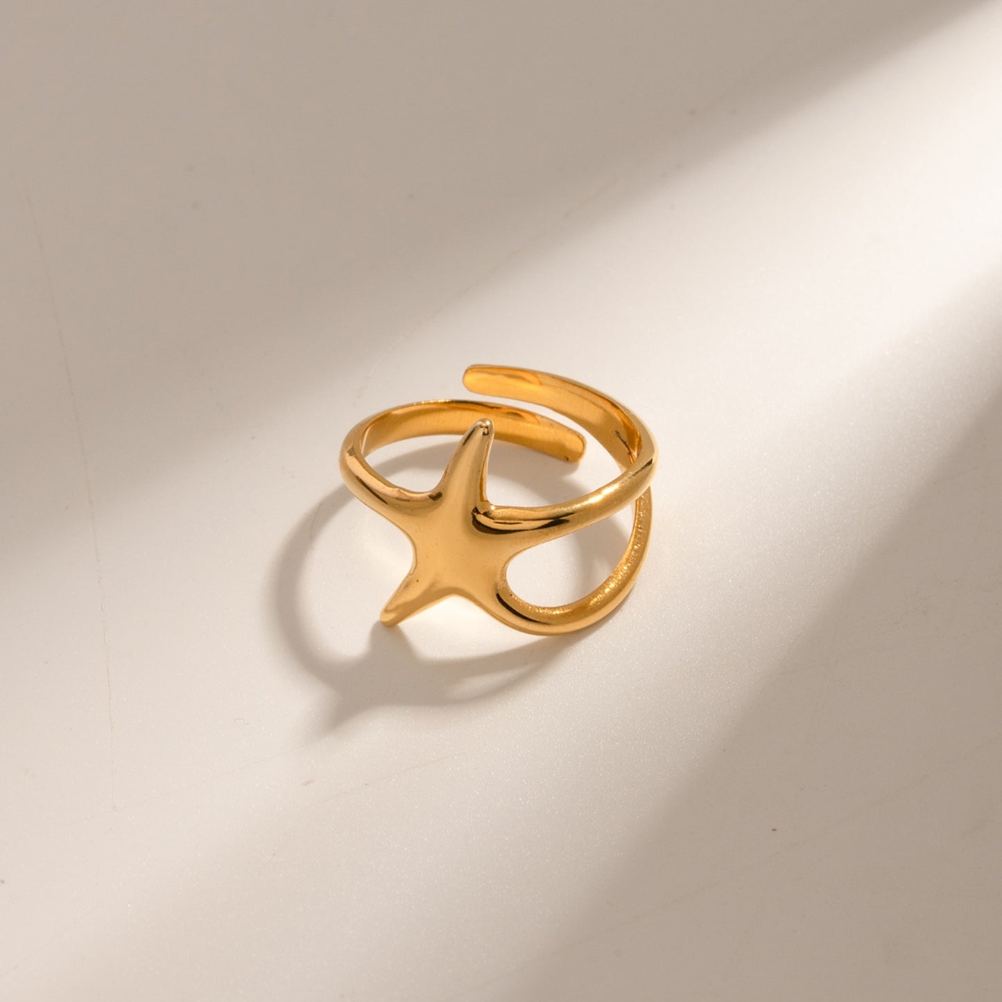 Gold-Plated Stainless Steel Star Ring Gold One Size
