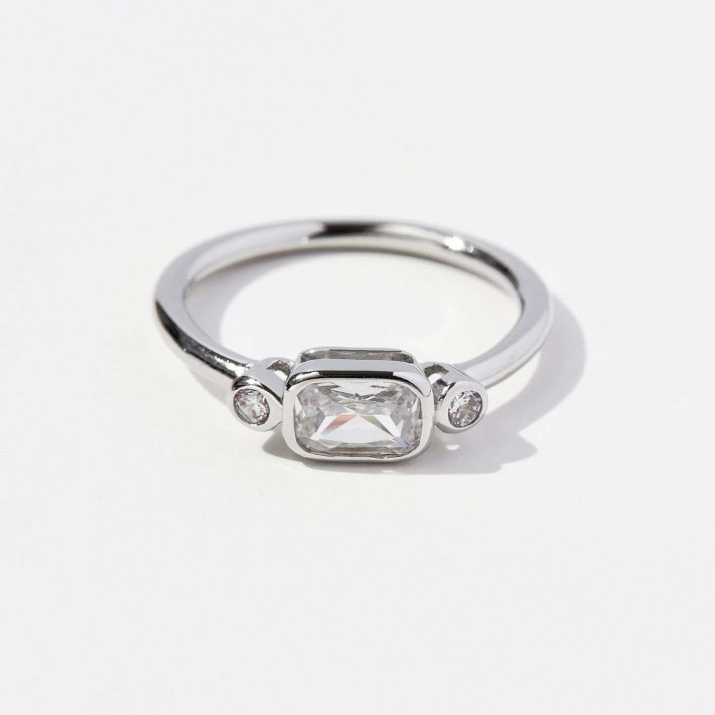 925 Sterling Silver Geometric Zircon Ring Silver