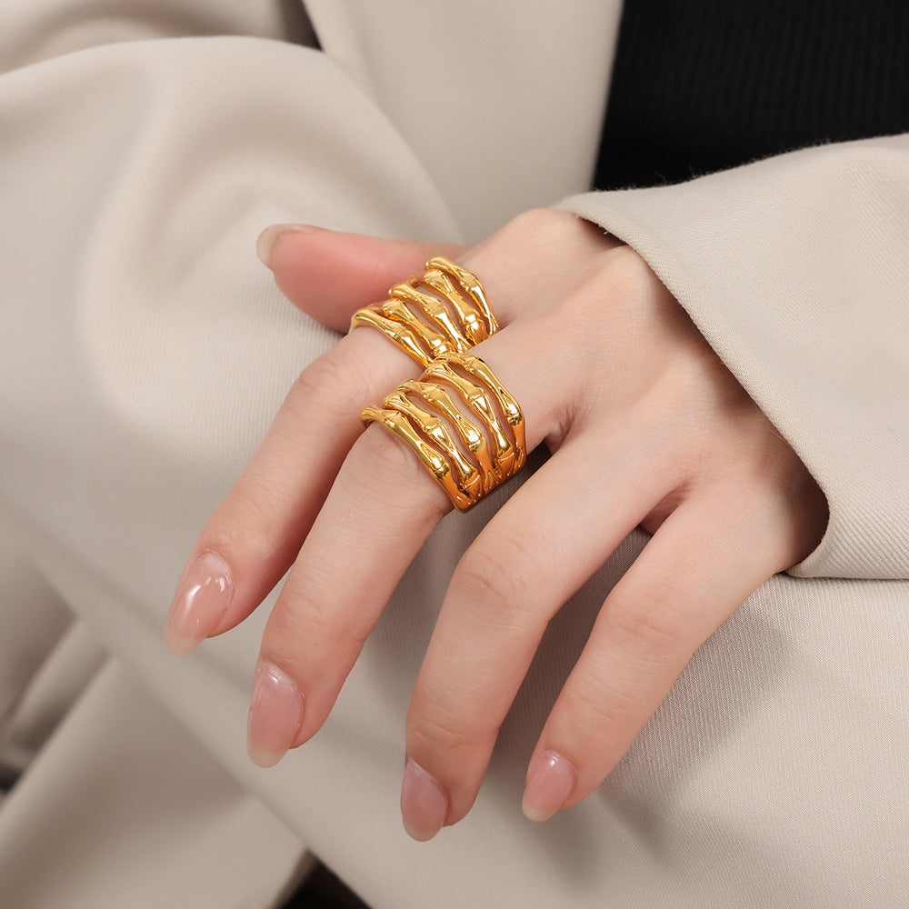 Titanium Steel Multi-Layered Ring Gold