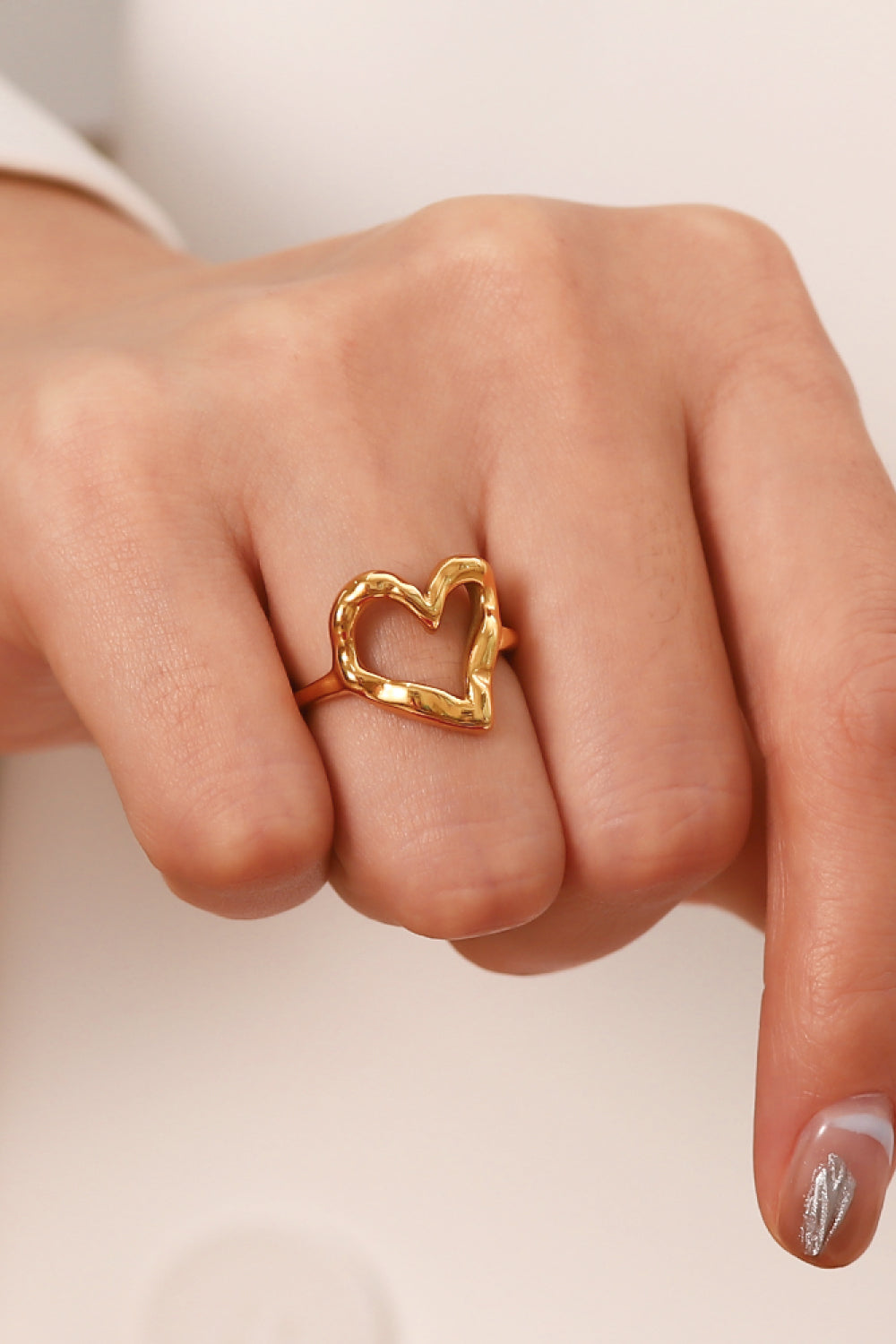 18K Gold Plated Heart-Shaped Ring Gold