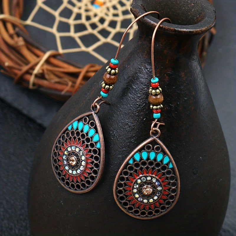 Alloy Oil Drip Beaded Teardrop Earrings Silver One Size