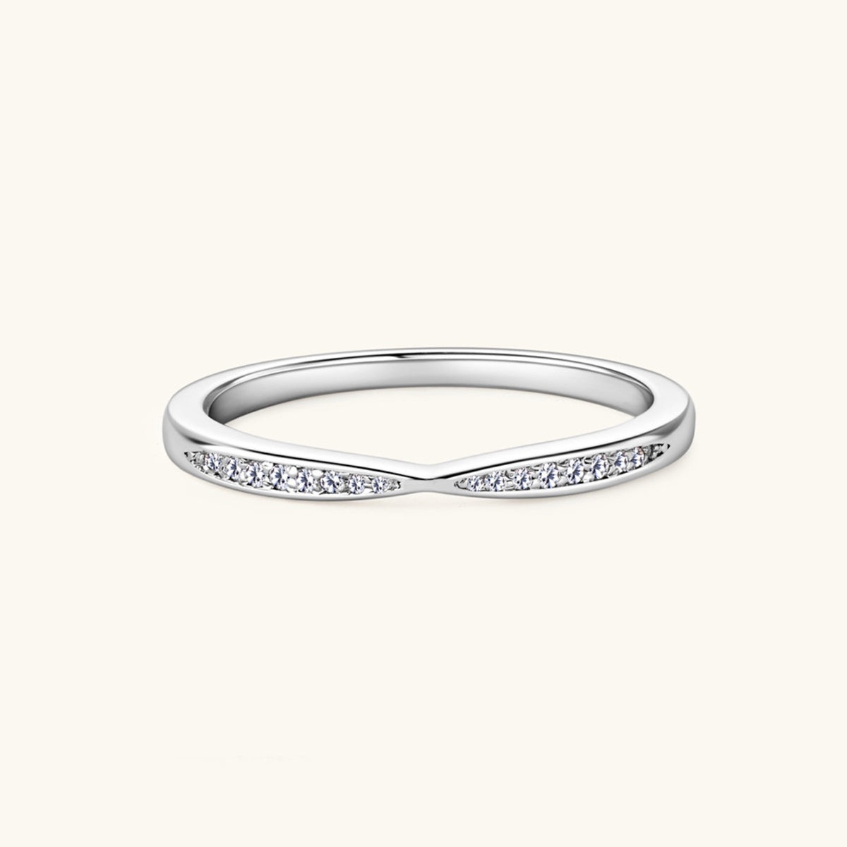 925 Sterling Silver Inlaid Moissanite Ring Silver