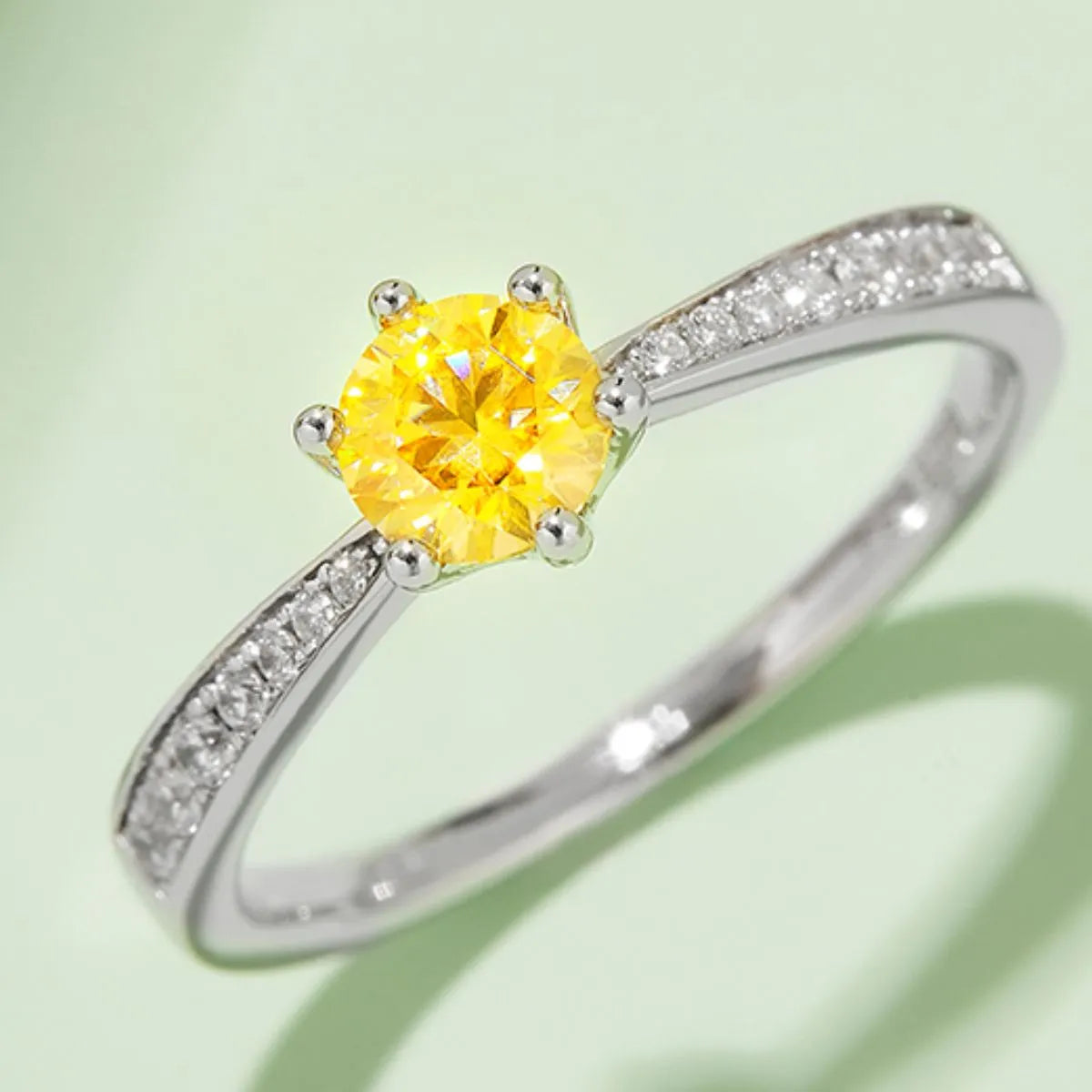 Moissanite 925 Sterling Silver Ring Yellow