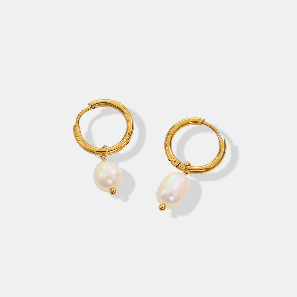 Gold-Plated Titanium Steel Pearl Earrings Gold One Size