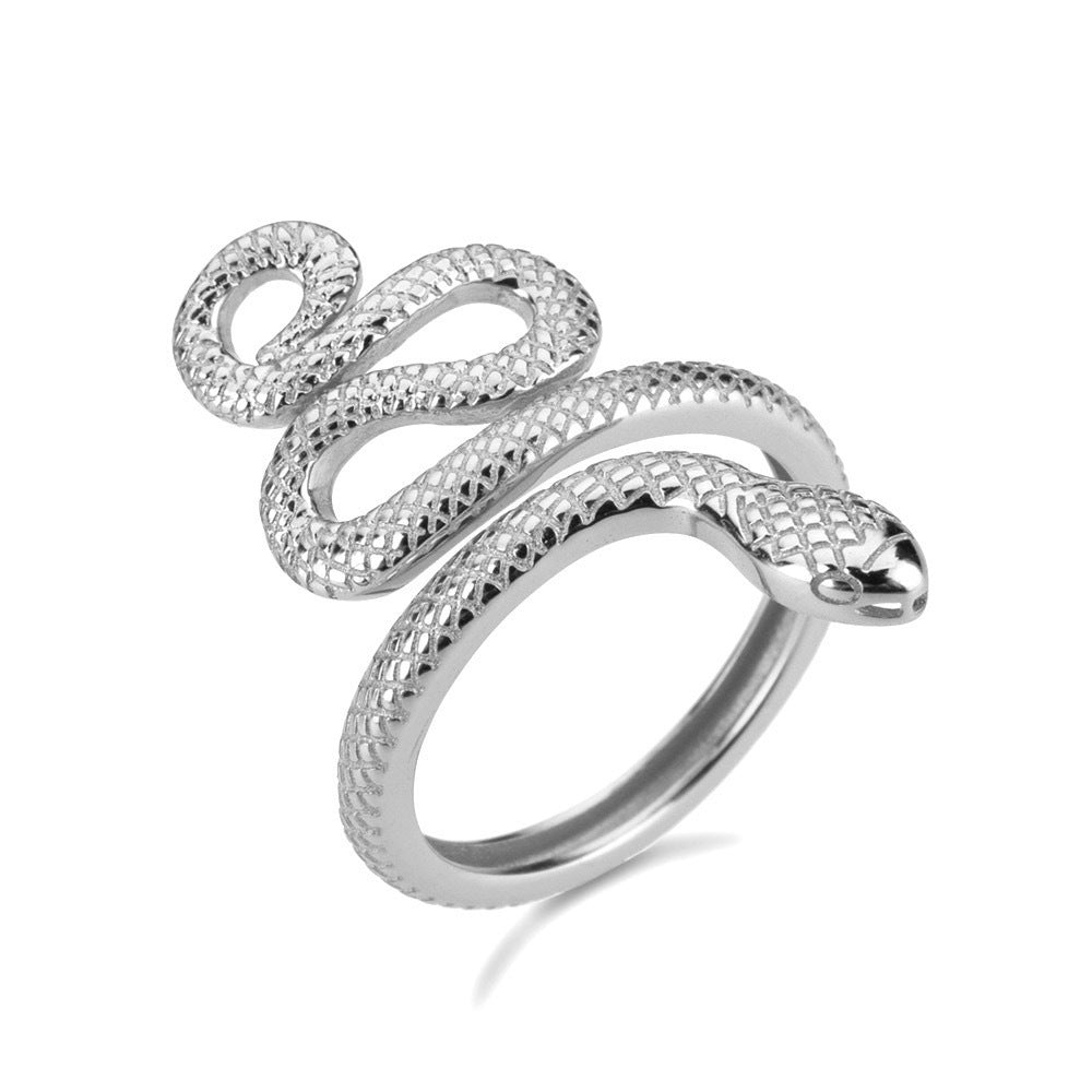 925 Sterling Silver Snake Shape Ring Silver 7