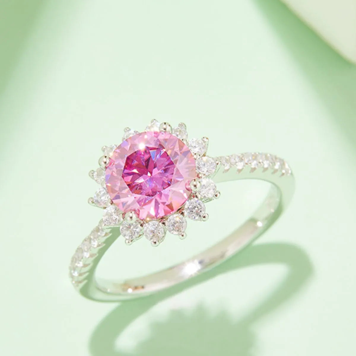 2 Carat Moissanite 925 Sterling Silver Ring Blush Pink