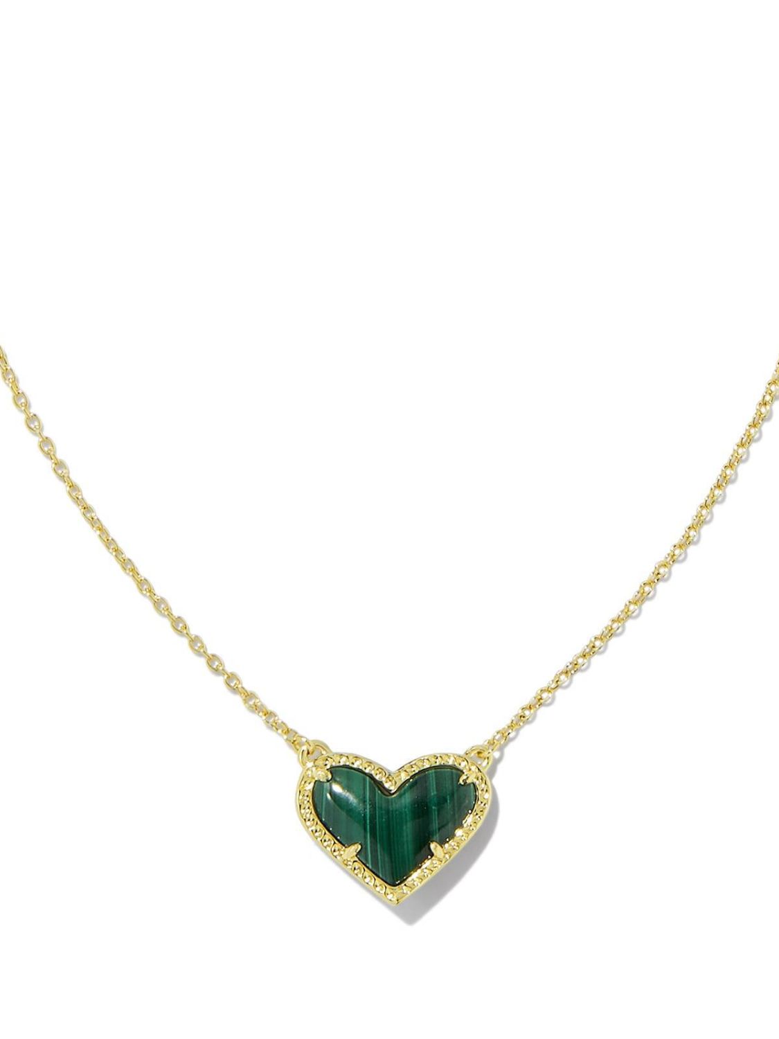 Heart Pendant Necklace Dark Green One Size