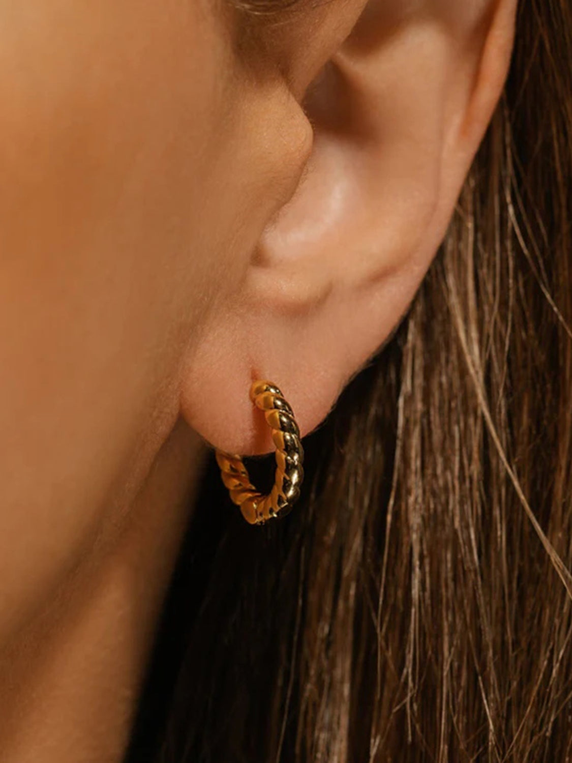 18K Gold-Plated Stainless Steel Huggie Earrings Gold One Size