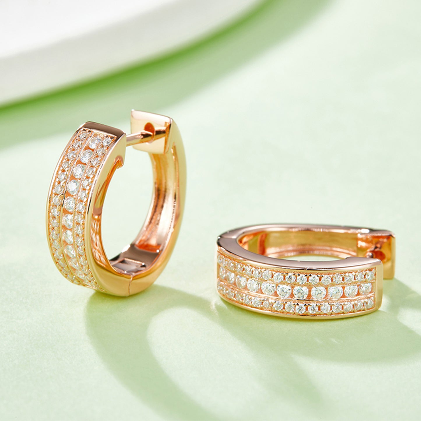 Moissanite 925 Sterling Silver Huggie Earrings Rose Gold One Size