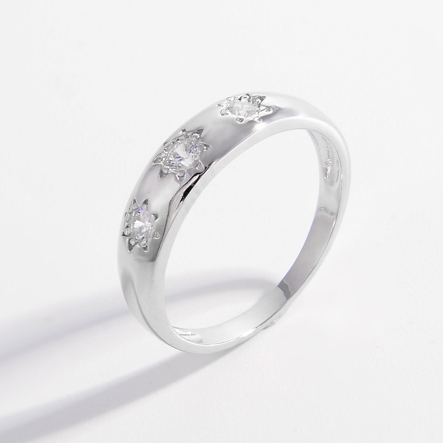 925 Sterling Silver Inlaid Zircon Ring Silver