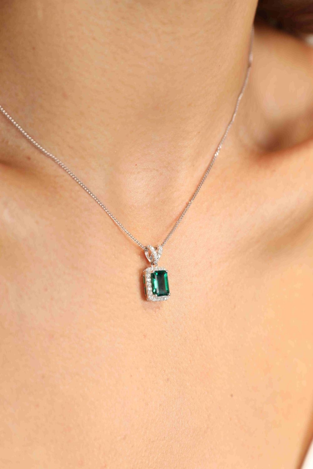 Adored 1.25 Carat Lab-Grown Emerald Pendant Necklace Dark Green One Size