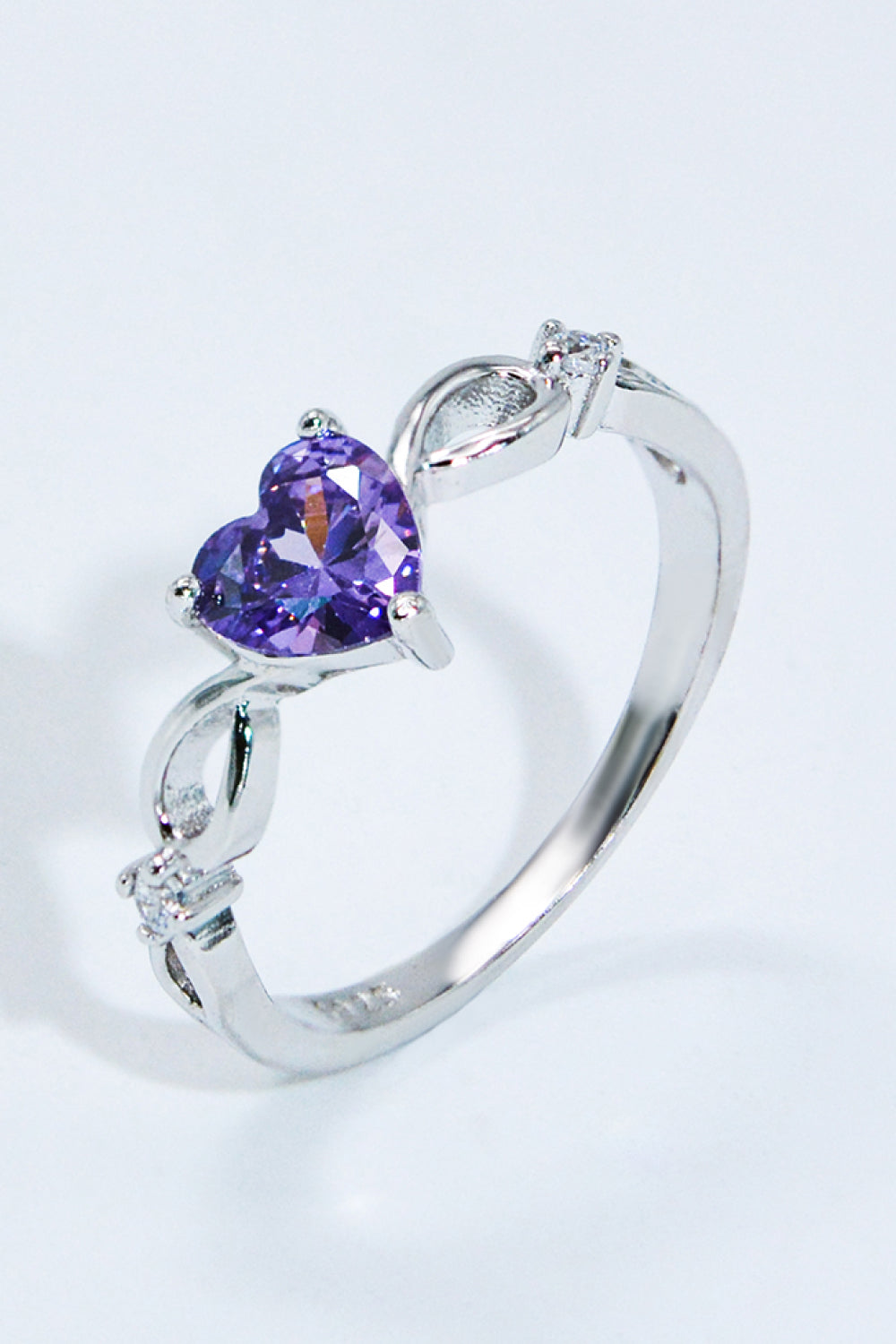 Crystal Heart 925 Sterling Silver Ring Silver