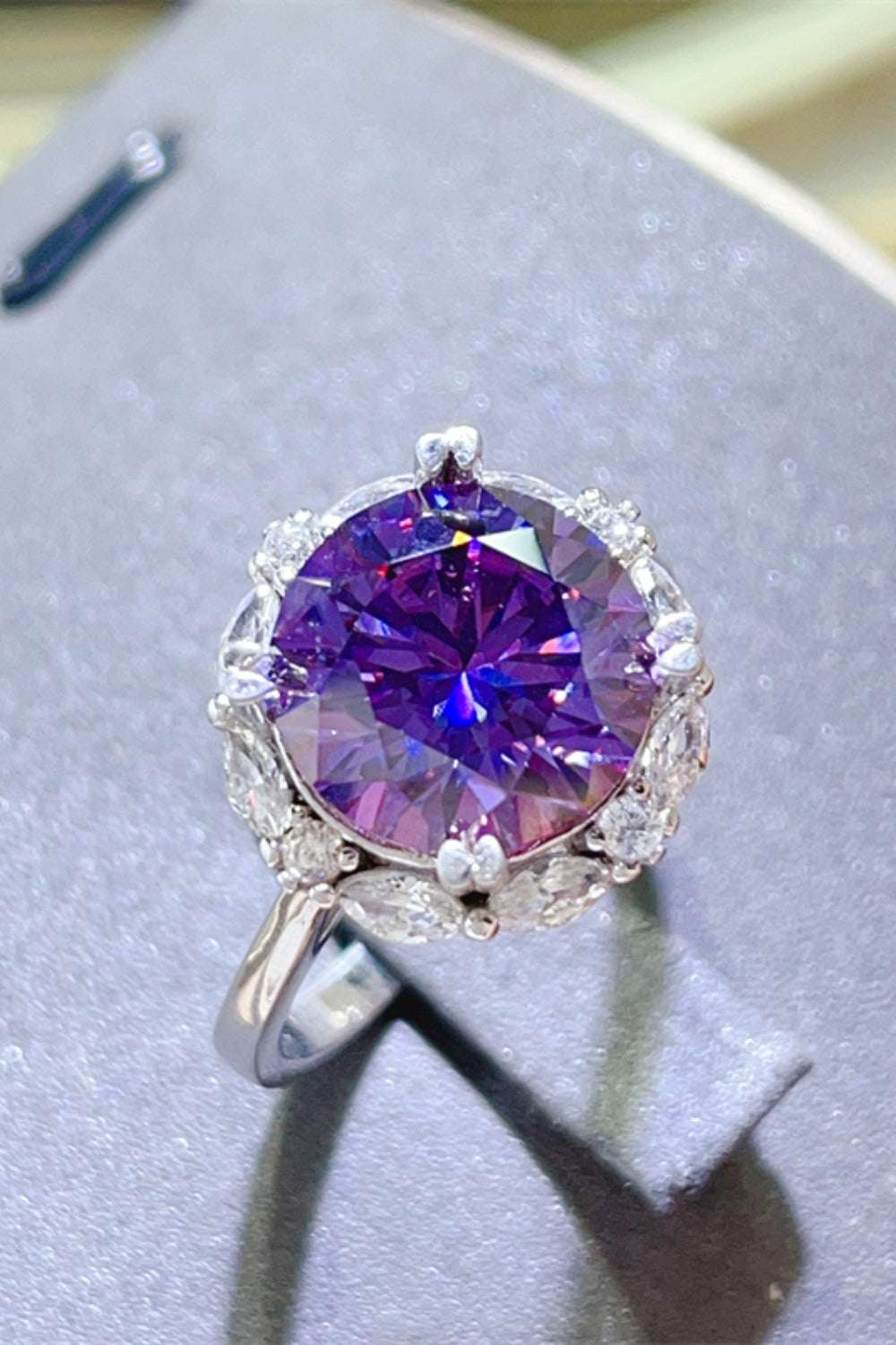 5 Carat Moissanite 925 Sterling Silver Ring Violet