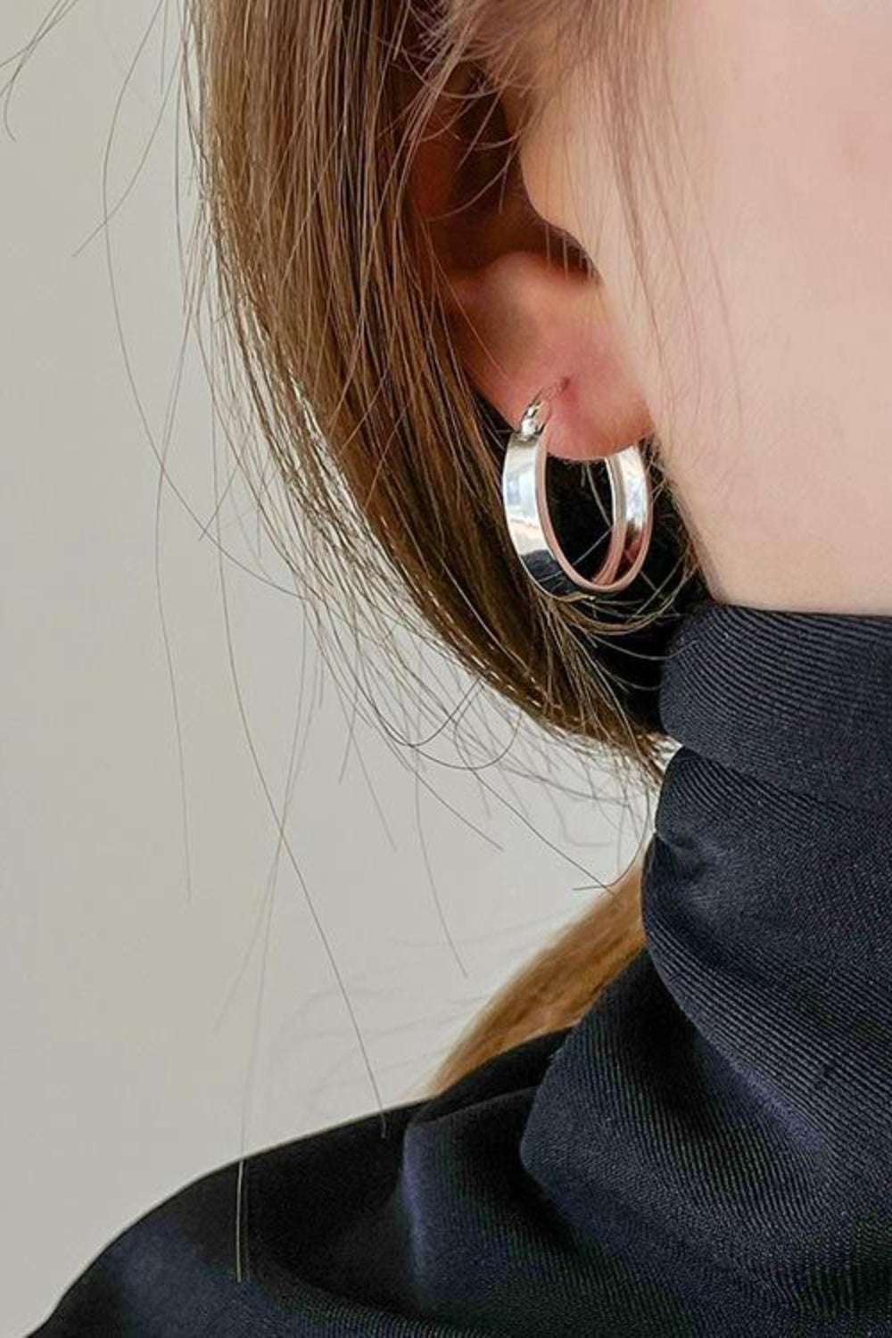 Gold-Plated Brass Huggie Earrings Silver One Size