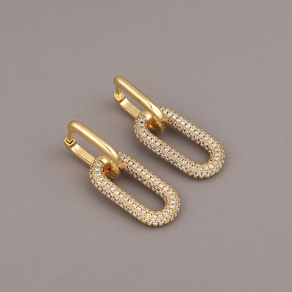 18K Gold-Plated Inland Zircon Earrings White One Size