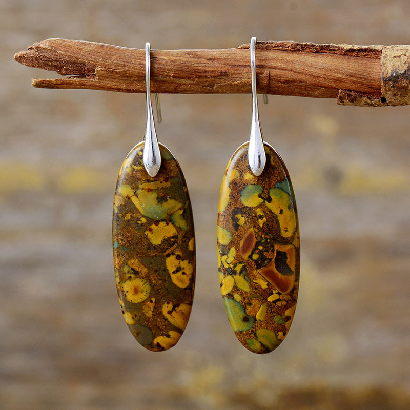 Natural Stone Copper Dangle Earrings Silver One Size