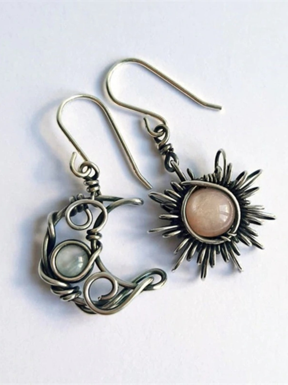 Alloy Moon & Sun Dangle Earrings Silver One Size