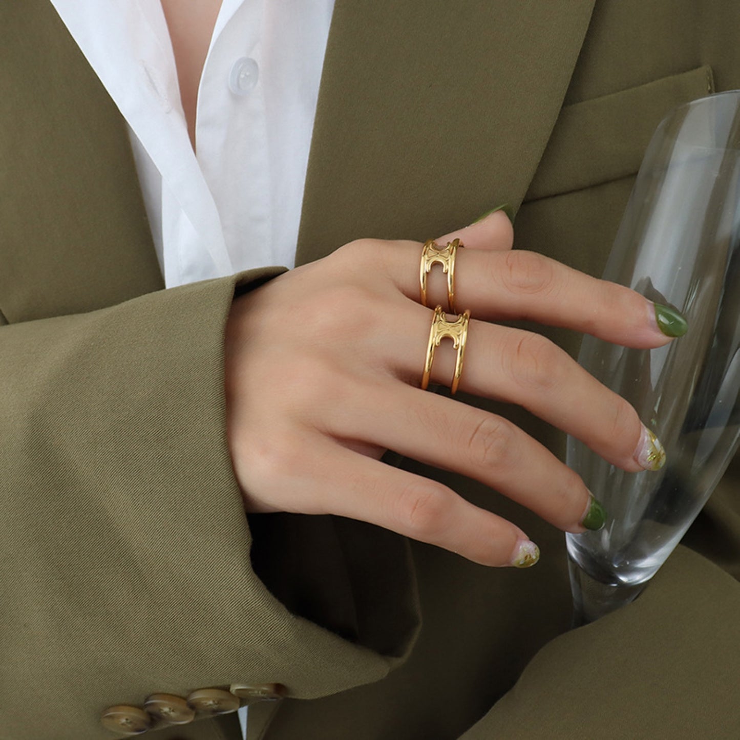 Titanium Steel Double-Layered Ring Gold 7