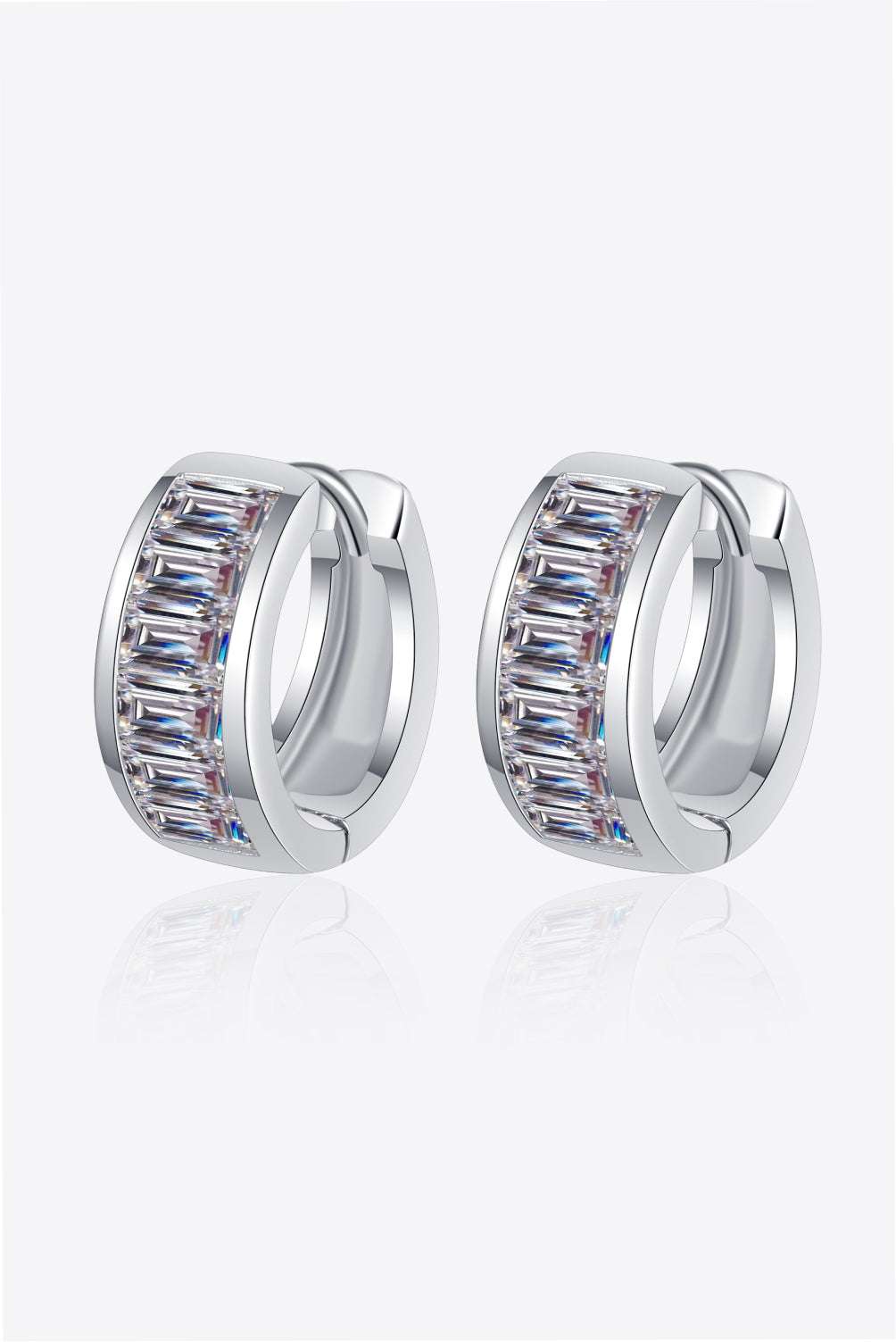 1.8 Carat Moissanite 925 Sterling Silver Huggie Earrings Silver One Size