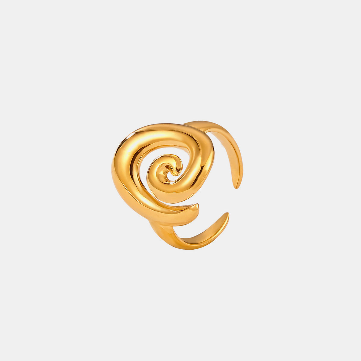 Titanium Steel Spiral Shape Ring Gold One Size