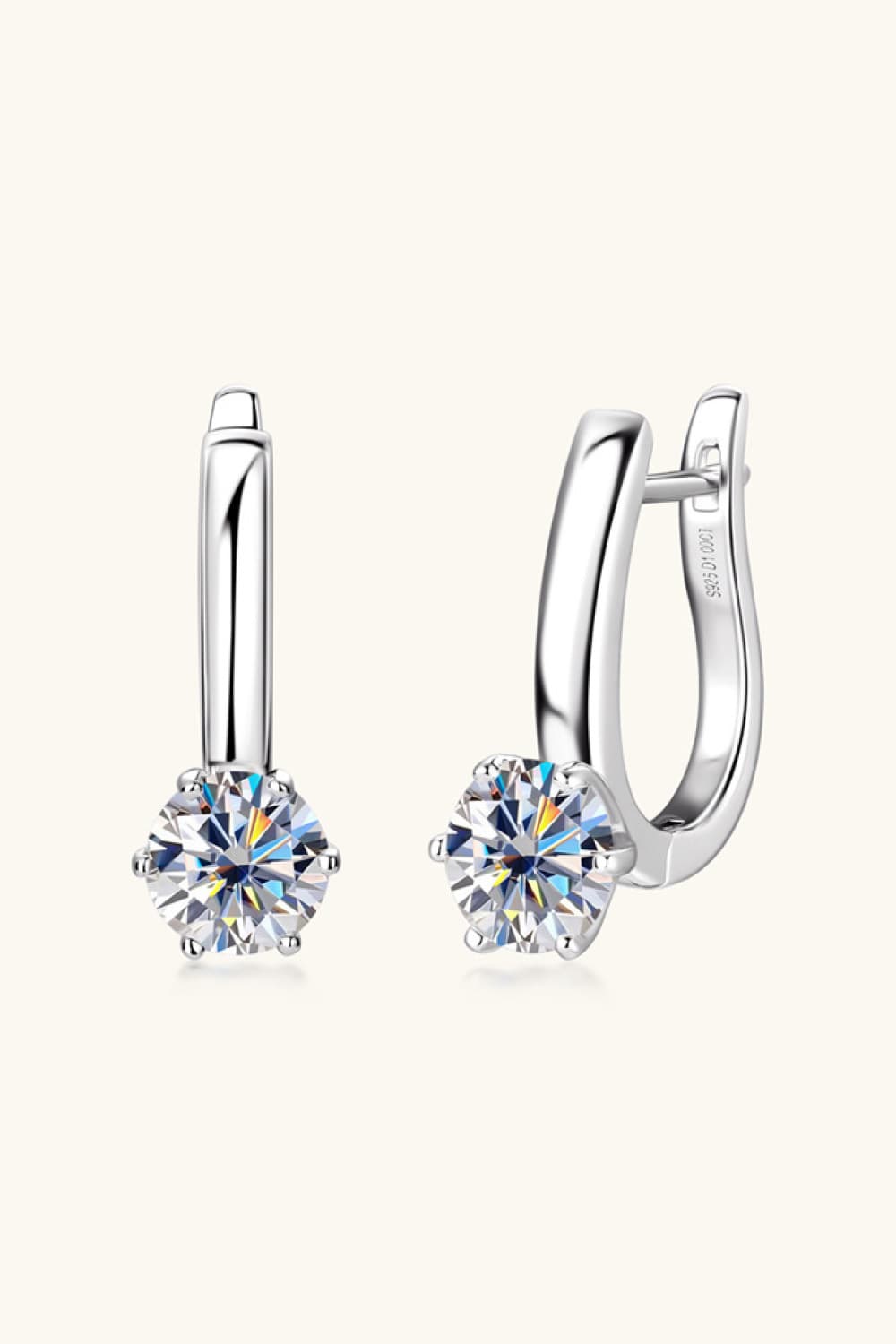 2 Carat Moissanite 925 Sterling Silver Earrings Silver One Size